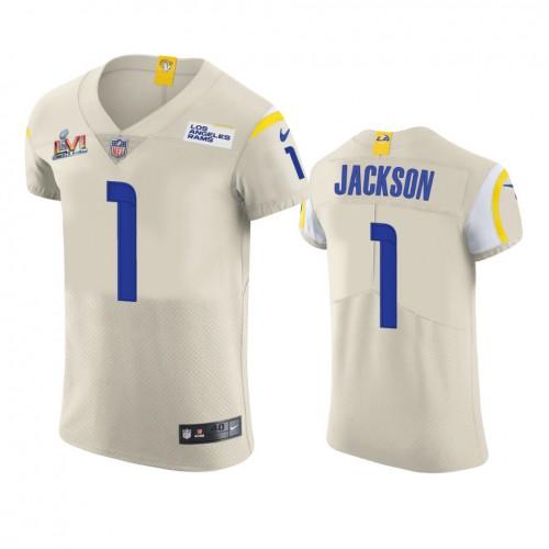 Los Angeles Rams #1 Desean Jackson Super Bowl LVI Patch Nike Vapor Elite Player NFL Jersey - Bone