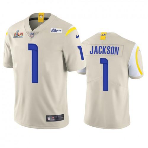 Los Angeles Rams #1 Desean Jackson Super Bowl LVI Patch Nike Vapor Limited NFL Jersey - Bone