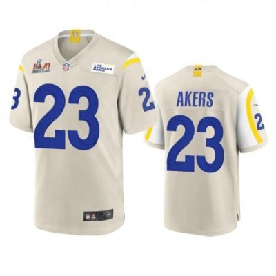 Los Angeles Rams #23 Cam Akers Super Bowl LVI Patch Nike Game NFL Jersey - Bone