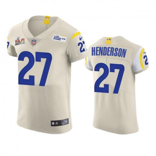 Los Angeles Rams #27 Darrell Henderson Super Bowl LVI Patch Nike Vapor Elite Player NFL Jersey - Bone