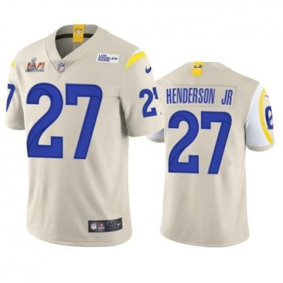 Los Angeles Rams #27 Darrell Henderson Super Bowl LVI Patch Nike Vapor Limited NFL Jersey - Bone