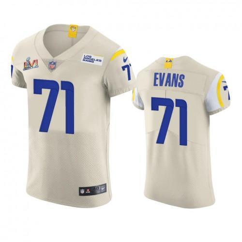 Los Angeles Rams #71 Bobby Evans Super Bowl LVI Patch Nike Vapor Elite Player NFL Jersey - Bone