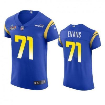 Los Angeles Rams #71 Bobby Evans Super Bowl LVI Patch Nike Vapor Elite Player NFL Jersey - Royal