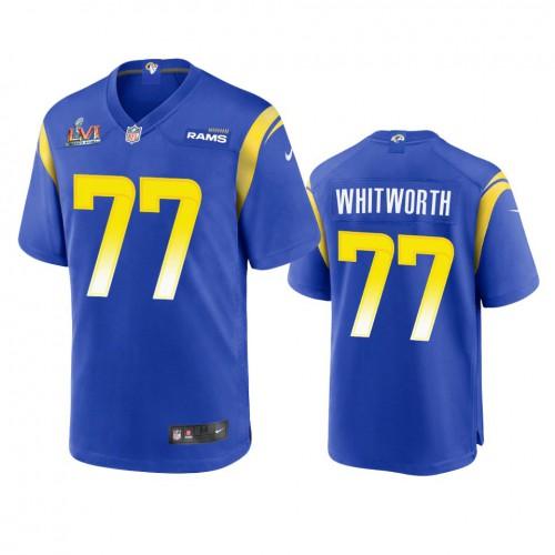 Los Angeles Rams #77 Andrew Whitworth Super Bowl LVI Patch Nike Game NFL Jersey - Royal