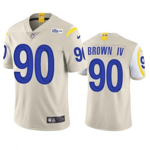 Los Angeles Rams #90 Earnest Brown IV Nike Vapor Limited NFL Jersey - Bone