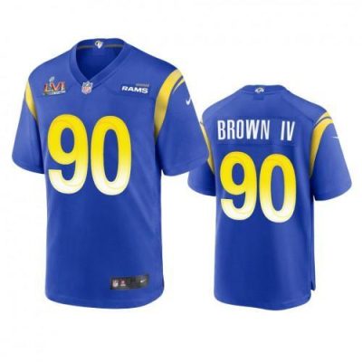 Los Angeles Rams #90 Earnest Brown IV Super Bowl LVI Patch Nike Game NFL Jersey - Royal