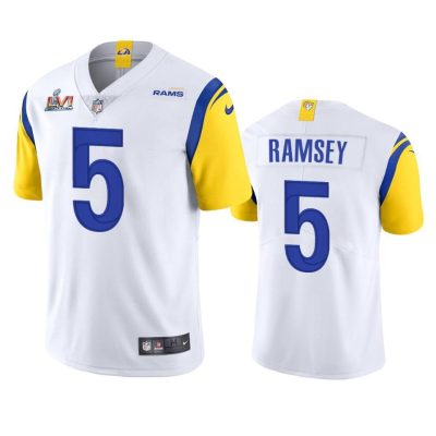 Los Angeles Rams #5 Jalen Ramsey Super Bowl LVI Patch Nike Alternate Vapor Limited NFL Jersey - White