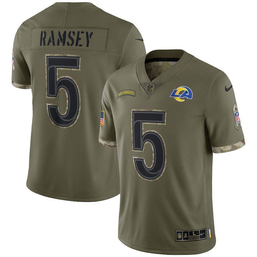 Los Angeles Rams #5 Jalen Ramsey Nike 2022 Salute To Service Limited Jersey - Olive