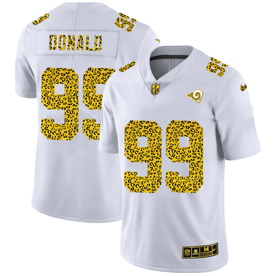 Los Angeles Rams #99 Aaron Donald Nike Flocked Leopard Print Vapor Limited NFL Jersey White