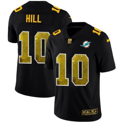 Miami Dolphins #10 Tyreek Hill Black Nike Golden Sequin Vapor Limited NFL Jersey