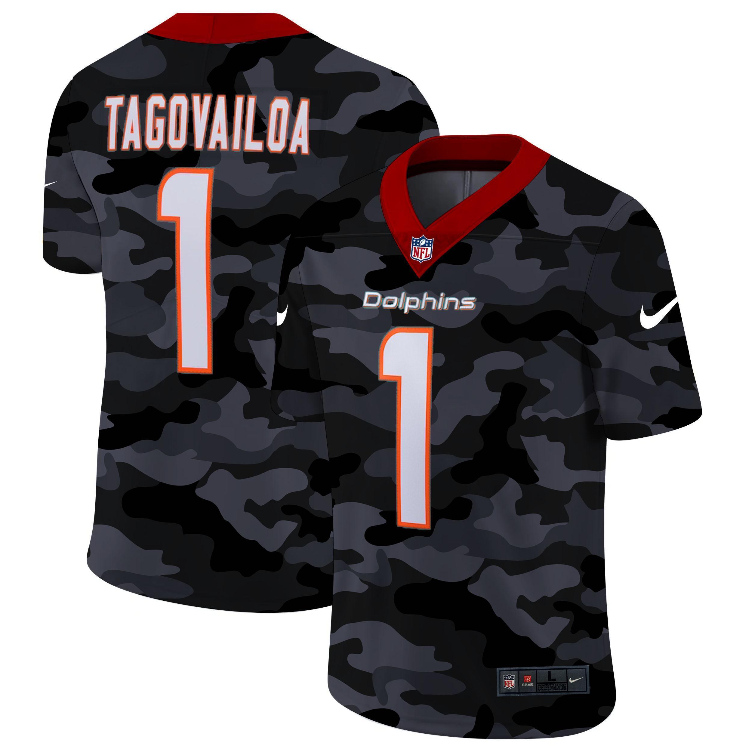 Miami Dolphins #1 Tua Tagovailoa Nike 2020 Black CAMO Vapor Untouchable Limited Stitched NFL Jersey