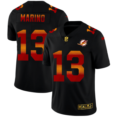 Miami Dolphins #13 Dan Marino Black Nike Red Orange Stripe Vapor Limited NFL Jersey
