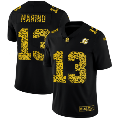 Miami Dolphins #13 Dan Marino Nike Leopard Print Fashion Vapor Limited NFL Jersey Black