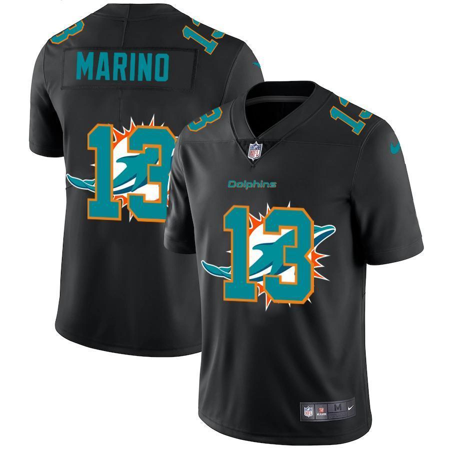 Miami Dolphins #13 Dan Marino Nike Team Logo Dual Overlap Limited NFL Jersey Black