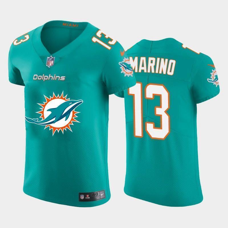 Miami Dolphins #13 Dan Marino Aqua Green Nike Big Team Logo Elite NFL Jersey