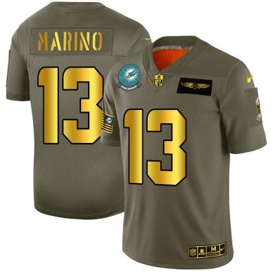 Miami Dolphins #13 Dan Marino NFL Nike Olive Gold 2019 Salute To Service Limited Jersey