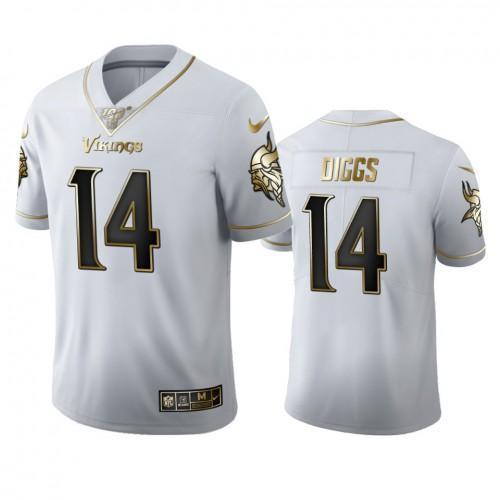 Minnesota Vikings #14 Stefon Diggs Nike White Golden Edition Vapor Limited NFL 100 Jersey