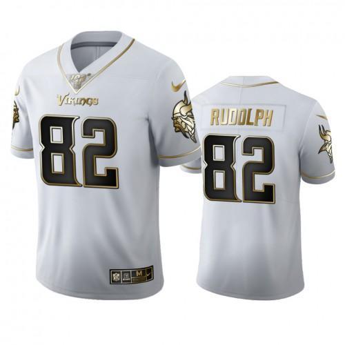 Minnesota Vikings #82 Kyle Rudolph Nike White Golden Edition Vapor Limited NFL 100 Jersey