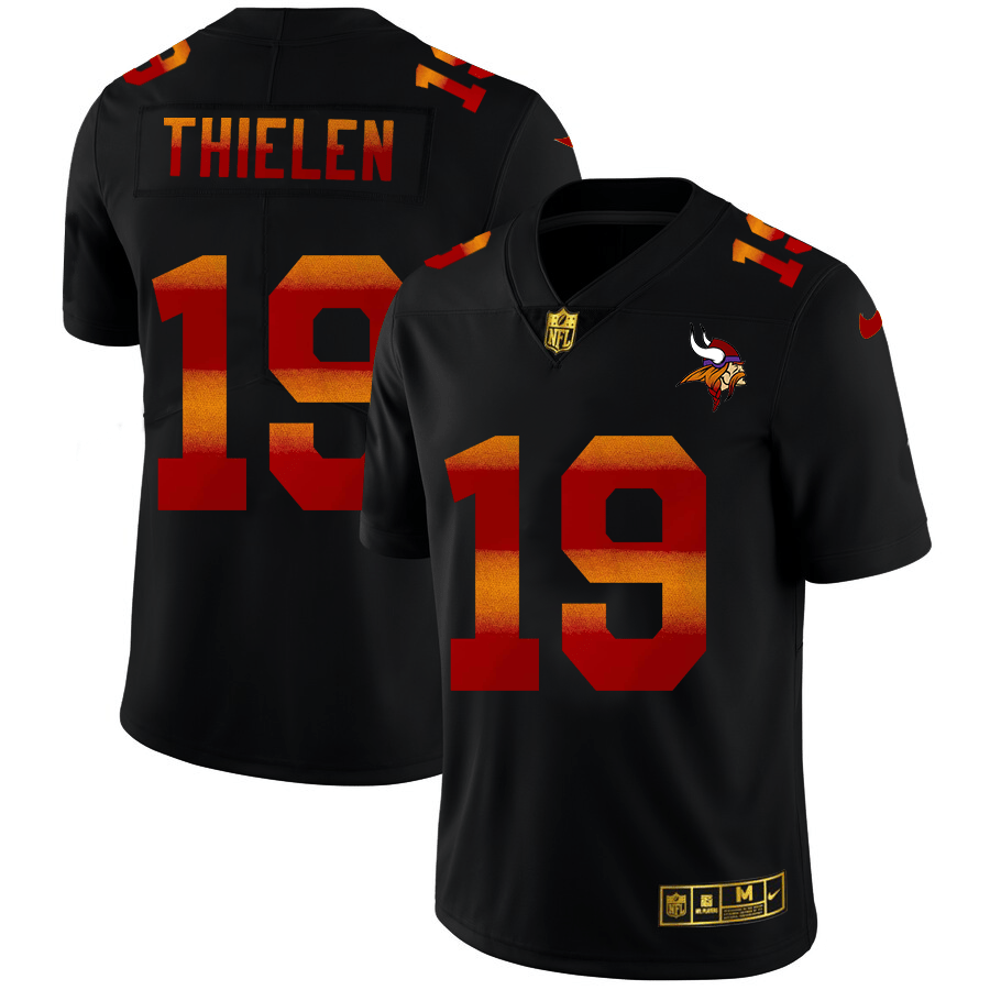Minnesota Vikings #19 Adam Thielen Black Nike Red Orange Stripe Vapor Limited NFL Jersey