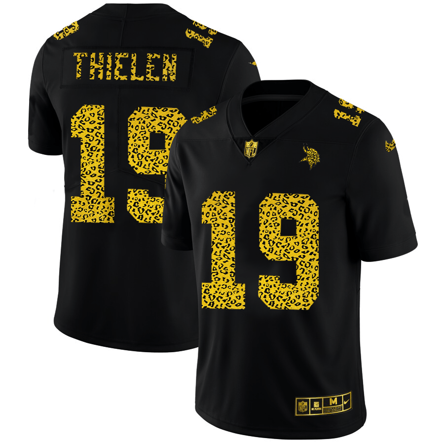 Minnesota Vikings #19 Adam Thielen Nike Leopard Print Fashion Vapor Limited NFL Jersey Black