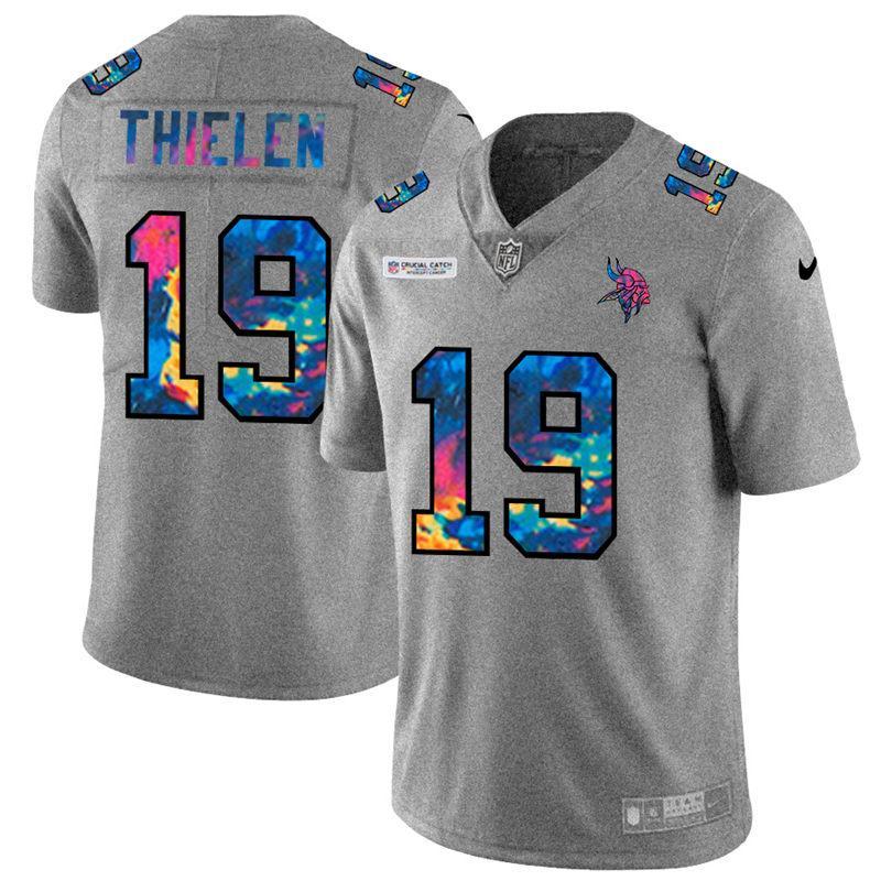 Minnesota Vikings #19 Adam Thielen Nike Multi-Color 2020 NFL Crucial Catch NFL Jersey Greyheather