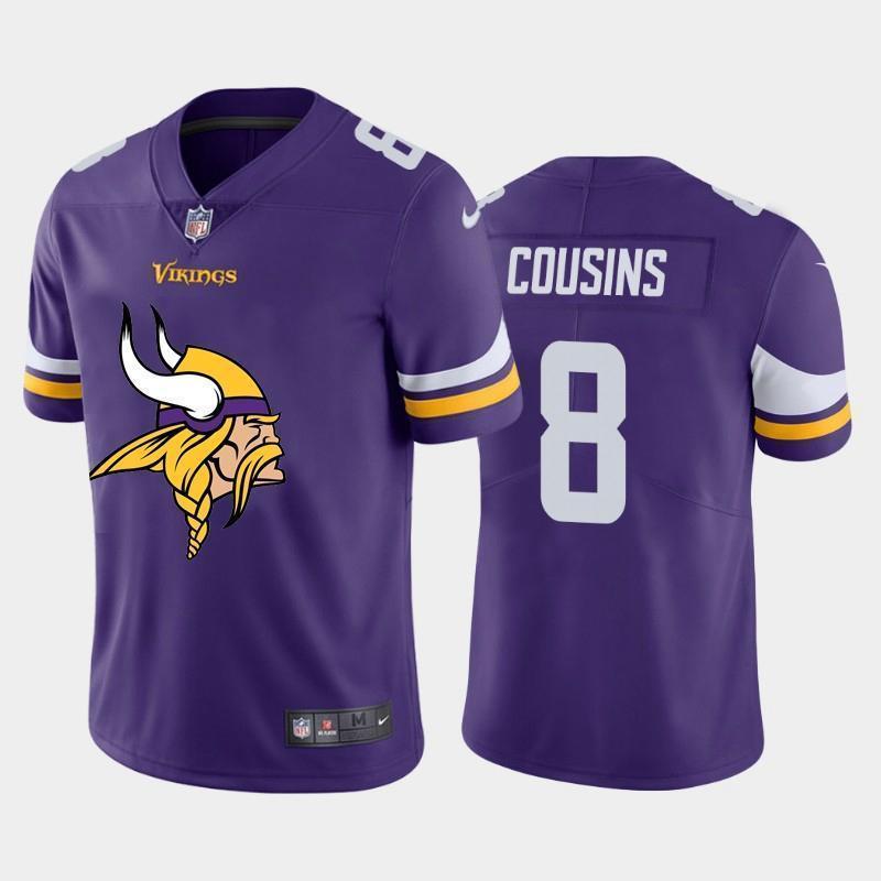 Minnesota Vikings #8 Kirk Cousins Purple Nike Big Team Logo Vapor Limited NFL Jersey