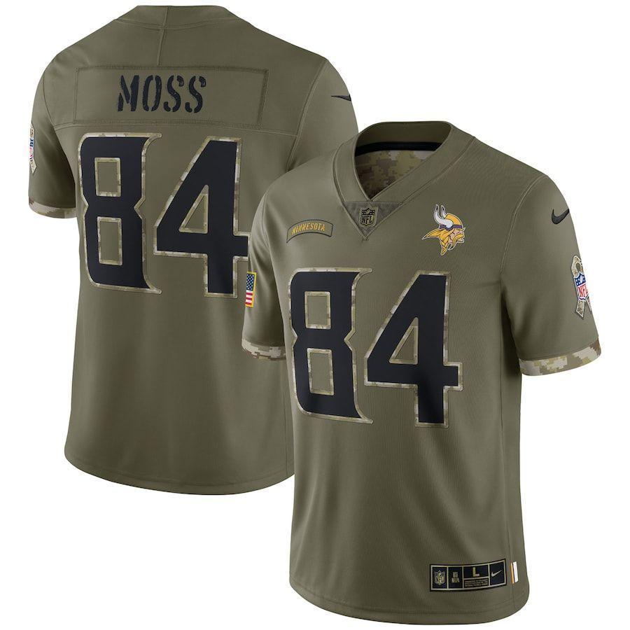 Minnesota Vikings #84 Randy Moss Nike 2022 Salute To Service Limited Jersey - Olive