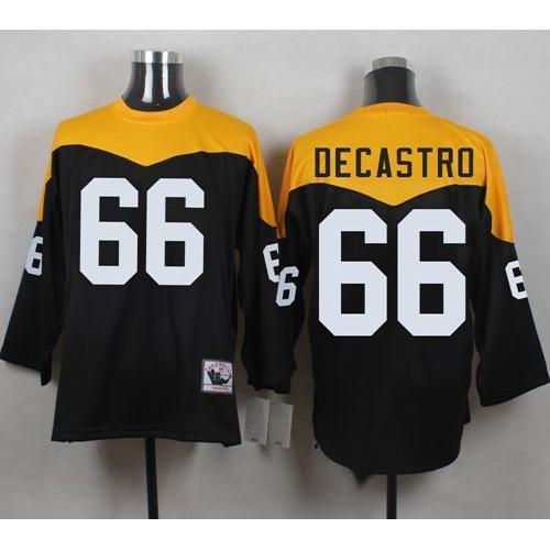 Mitchell And Ness 1967 Pittsburgh Steelers #66 David DeCastro Black/Yelllow Throwback Stitched NFL Jersey