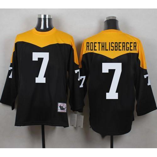 Mitchell And Ness 1967 Pittsburgh Steelers #7 Ben Roethlisberger Black/Yelllow Throwback Stitched NFL Jersey