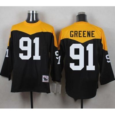 Mitchell And Ness 1967 Pittsburgh Steelers #91 Kevin Greene Black/Yelllow Throwback Stitched NFL Jersey