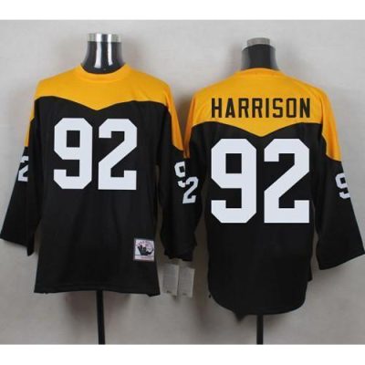 Mitchell And Ness 1967 Pittsburgh Steelers #92 James Harrison Black/Yelllow Throwback Stitched NFL Jersey