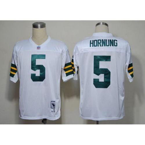 Mitchell And Ness Green Bay Packers #5 Paul Hornung White Stitched Jersey