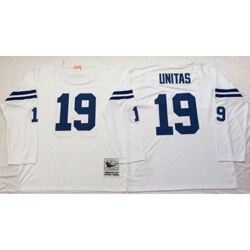 Mitchell And Ness Indianapolis Colts #19 Johnny Unitas White Throwback Stitched NFL Jersey