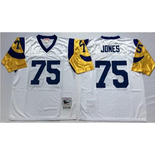 Mitchell And Ness Los Angeles Rams #75 Deacon Jones White Throwback Stitched NFL Jersey
