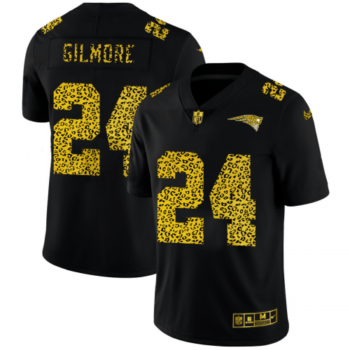 New England Patriots #24 Stephon Gilmore Nike Leopard Print Fashion Vapor Limited NFL Jersey Black