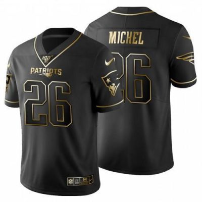 New England Patriots #26 Sony Michel Nike Black Golden Limited NFL 100 Jersey