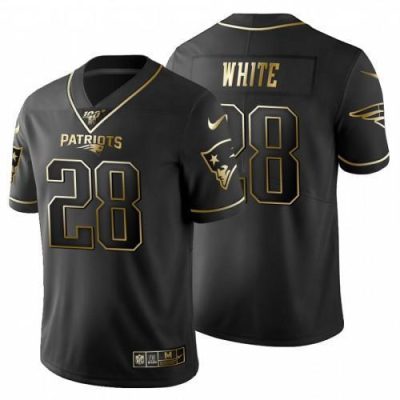 New England Patriots #28 James White Nike Black Golden Limited NFL 100 Jersey