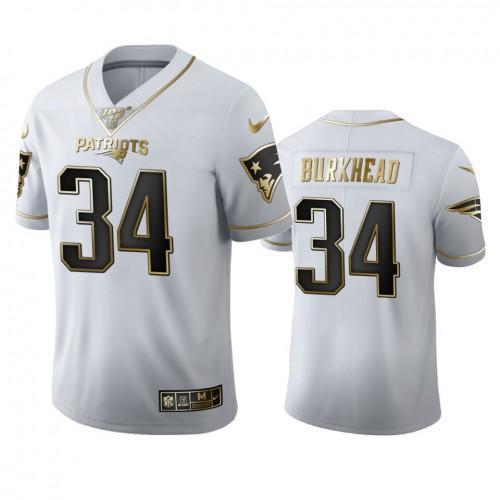 New England Patriots #34 Rex Burkhead Nike White Golden Edition Vapor Limited NFL 100 Jersey