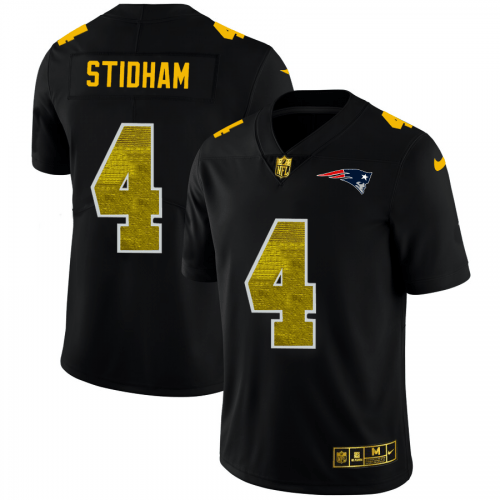 New England Patriots #4 Jarrett Stidham Black Nike Golden Sequin Vapor Limited NFL Jersey