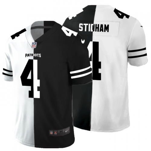 New England Patriots #4 Jarrett Stidham Black V White Peace Split Nike Vapor Untouchable Limited NFL Jersey
