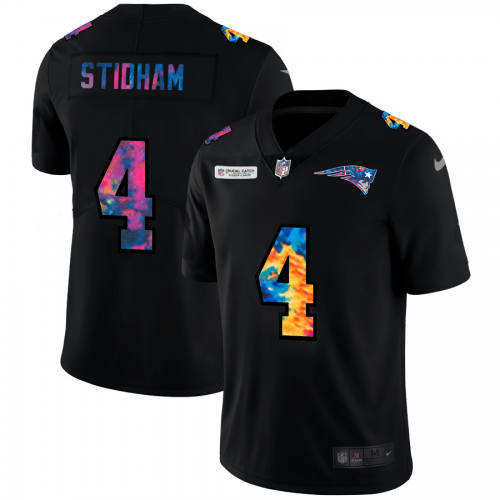 New England Patriots #4 Jarrett Stidham Nike Multi-Color Black 2020 NFL Crucial Catch Vapor Untouchable Limited Jersey