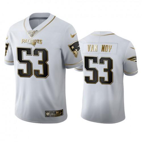 New England Patriots #53 Kyle Van Noy Nike White Golden Edition Vapor Limited NFL 100 Jersey