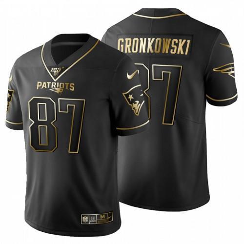 New England Patriots #87 Rob Gronkowski Nike Black Golden Limited NFL 100 Jersey