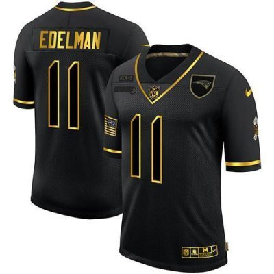 New England Patriots #11 Julian Edelman Nike 2020 Salute To Service Golden Limited NFL Jersey Black