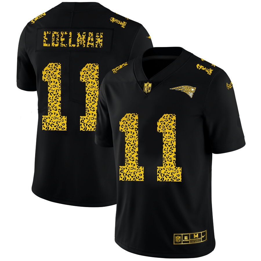 New England Patriots #11 Julian Edelman Nike Leopard Print Fashion Vapor Limited NFL Jersey Black