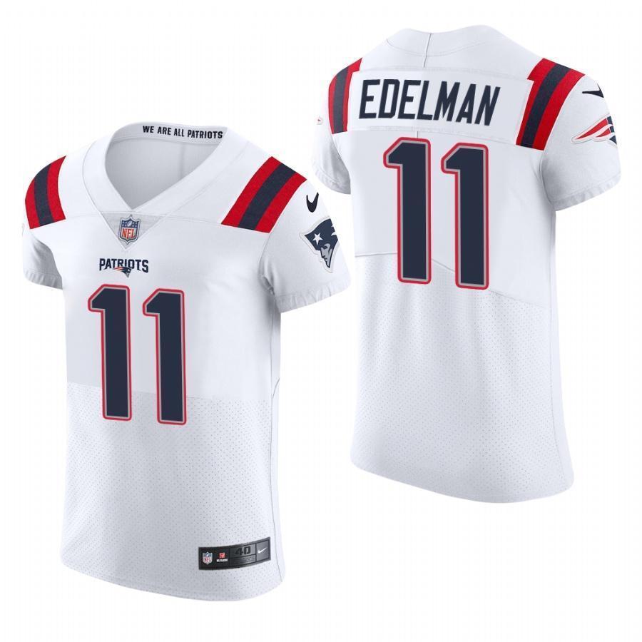New England Patriots #11 Julian Edelman Nike White Team Color Stitched NFL 2020 Vapor Untouchable Elite Jersey
