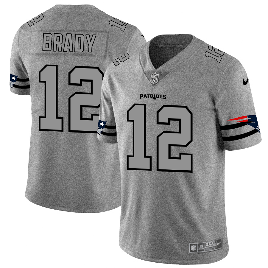 New England Patriots #12 Tom Brady Nike Gray Gridiron II Vapor Untouchable Limited NFL Jersey