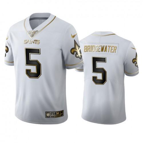 New Orleans New Orleans Saints #5 Teddy Bridgewater Nike White Golden Edition Vapor Limited NFL 100 Jersey
