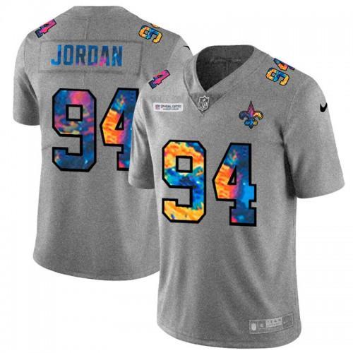 New Orleans New Orleans Saints #94 Cameron Jordan Nike Multi-Color 2020 NFL Crucial Catch NFL Jersey Greyheather