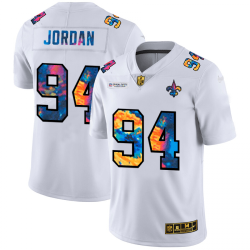 New Orleans New Orleans Saints #94 Cameron Jordan White Nike Multi-Color 2020 NFL Crucial Catch Limited NFL Jersey